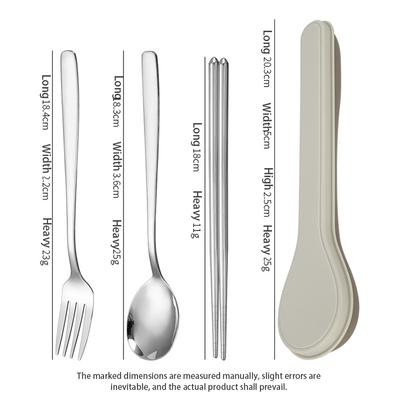 Ensemble de couverts en quatre pièces avec boîte en acier inoxydable Couverts coréens Cuillère Fourchette Baguettes Cuillère Forme Boîte Couverts de voyage