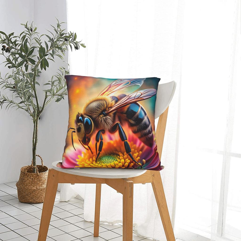 Pillow Case Bee And Flowers Comfy Pillow Cover For Sofa Couch Bed Living Room Cute Funny Pillowcases