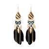 Vintage Bohemian Feather Tassel Earrings Exaggerated Ethnic Vacation Dangle Ear Jewelry Fashion Accessories For Women