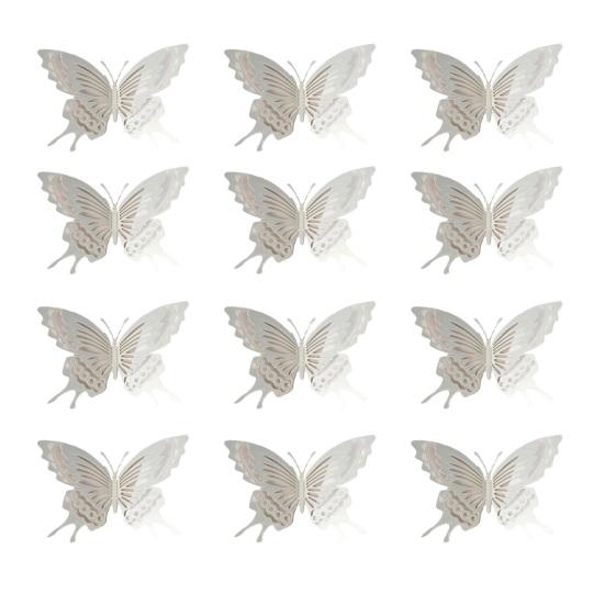 

12 Pcs Butterfly Wall Decor 3D Hollow Butterflies Sticker for Birthday Cake Cupcake Toppers Removable DIY Mural Art for Room Office Bedroom
