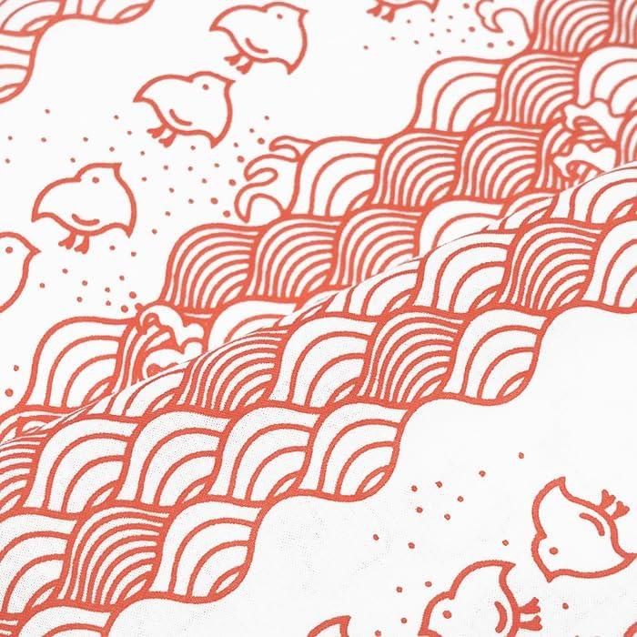 Somen Anbo Tenugui Towel - "Namima Chidori" (Waves and Plovers) - Peach - Hand-dyed 100% Cotton - Tokka - Made In Japan - 35cm X 100cm