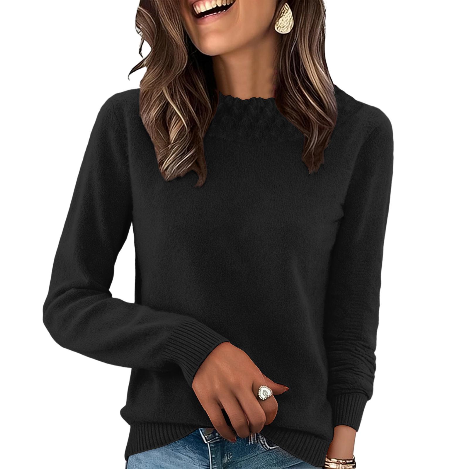 

Женский вязаный однотонный пуловер с длинными рукавами и круглым вырезом, базовая футболка, топ XXL