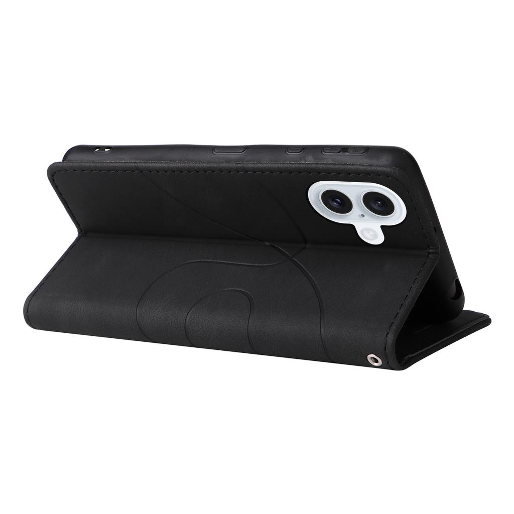 For iPhone 17 Leather Phone Case Stand Wallet with Bi-colour Splicing Design