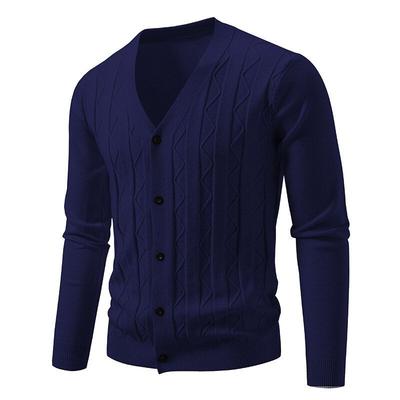 Herbst und Winter Herren Jacquard Pullover Trendiger Lässiger Lockerer V-Ausschnitt Gestrickte Strickjacke Jacke