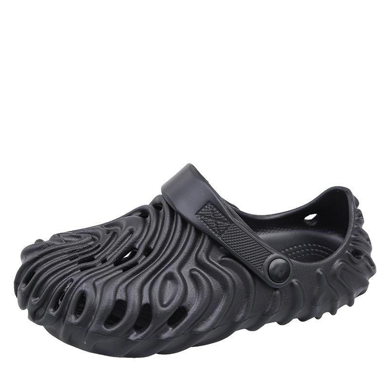 

Большие размеры парных туфель с отверстиями для отпечатков пальцев, сандалии с защитой от надавливания на голову, нескользящая пляжная обувь на толстой подошве 46 чёрный