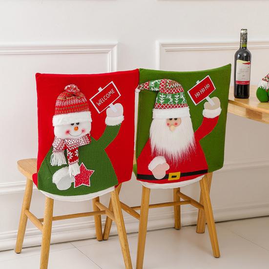

Christmas Chair Cover Removable Washable Dining Room Chair Protector Cute Snowman Santa Claus Designed Dining Room Seat Cover Home Christmas