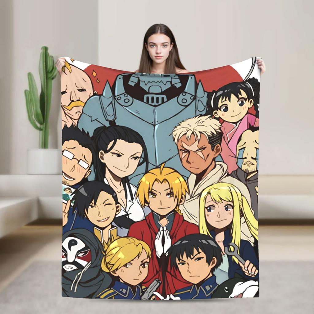 Fullmetal Alchemist  Super Soft Blankets  Girls Boys Plush Bedding Throws Pattern Couch Chair Flannel Bedspread Sofa Bed Cover