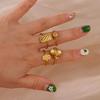 Stainless Steel Evil Eye Sun Rings For Women Gold Color Geometric Flower Ring Aesthetic Wedding Party Fashion Jewerly Gift