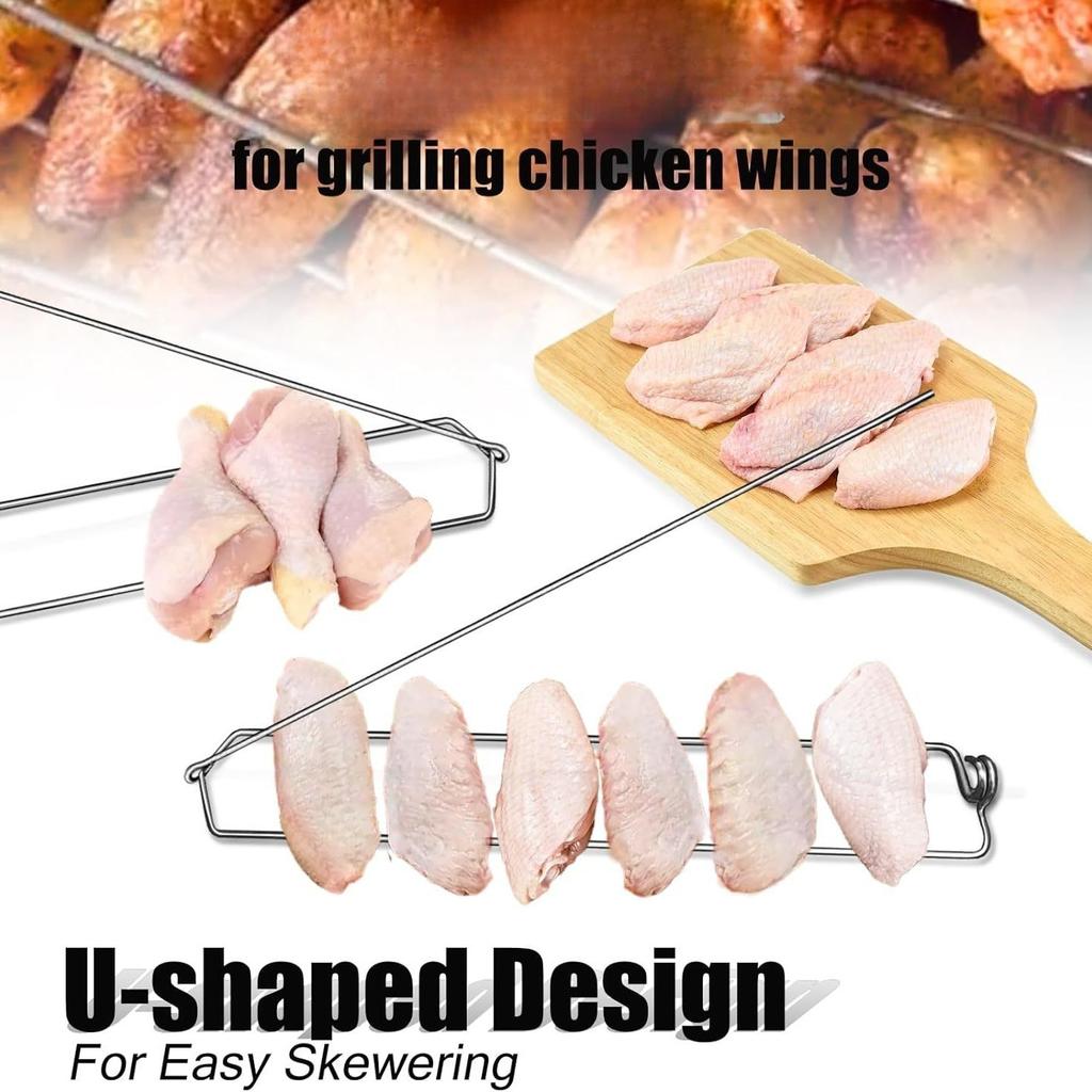 Outdoor Stainless Steel Barbecue Fork Grill Roast Chicken Rack Grill NewSingle Row Kebab Maker BBQ Tools Kitchen Supplies