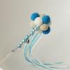 Pet Tassel Wand With Pompom And Bell Cat Teaser Wand Beaded Kitten Teaser Stick Kitten Interactive Toy Colorful Pet Supplies
