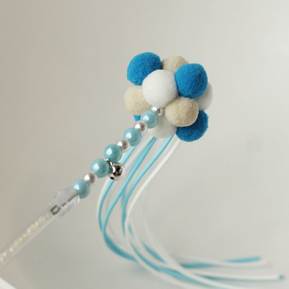 Pet Tassel Wand With Pompom And Bell Cat Teaser Wand Beaded Kitten Teaser Stick Kitten Interactive Toy Colorful Pet Supplies