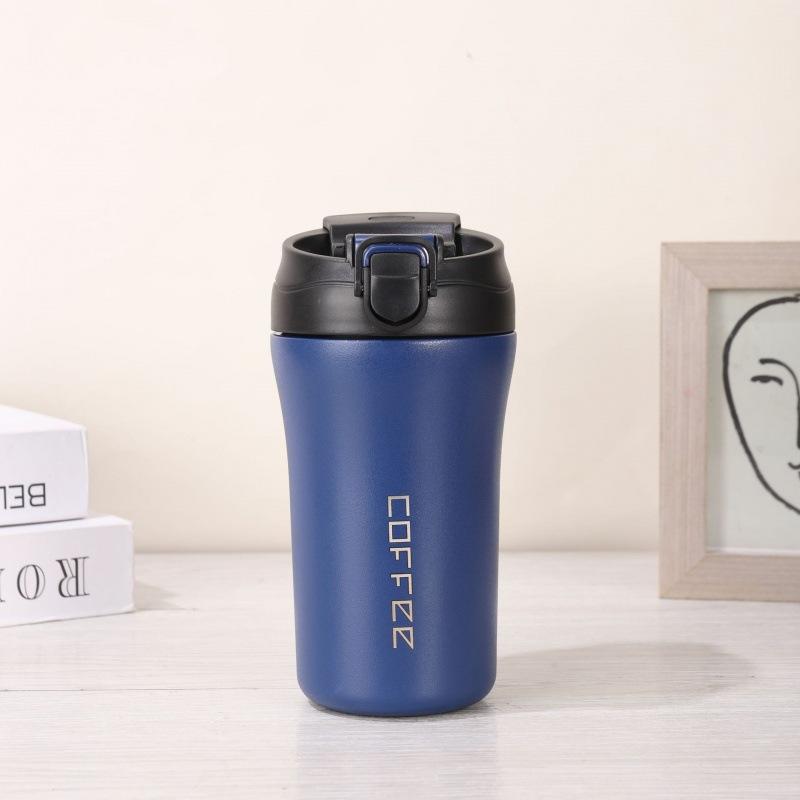 Simple And High-Value Coffee Cup Straw Double Drink Thermos Cup Portable Accompanying Cup Creative Car Male And Female Students Water Cup