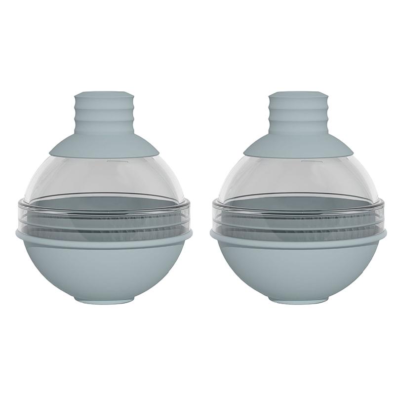 2/4 Grid Silicone Whiskey Ice Ball Maker Mold with Built-In Funnel 3D Baseball Shape Easy Fill And Release for Unique Ice Cubes
