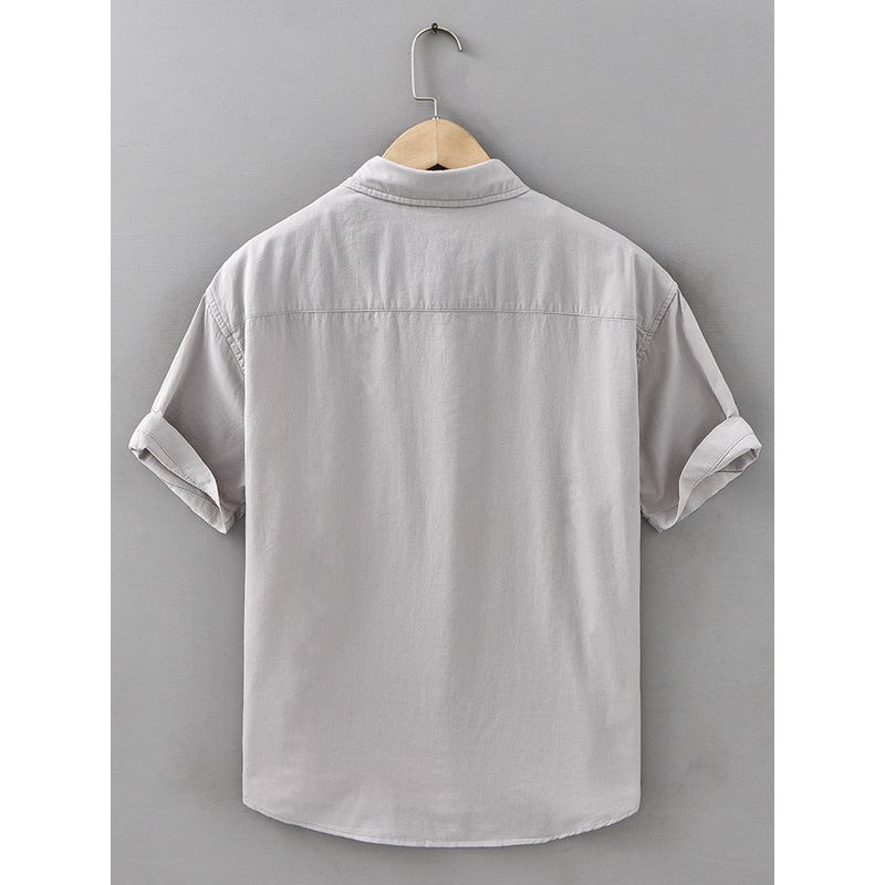 100% Cotton Short-Sleeved Shirt for Men, Japanese Style, Artistic Embroidery, Washed Pure Cotton Casual Shirt, Summer 2025 New Style