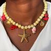 Beaded Necklace With Shell Beads And Geometric Pendant For Women