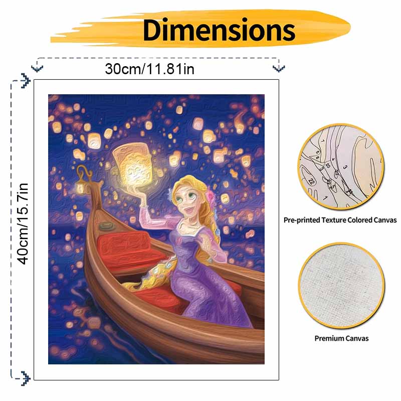 Disney oil painting Tangled Lantern Festival handmade diy art painting home decoration