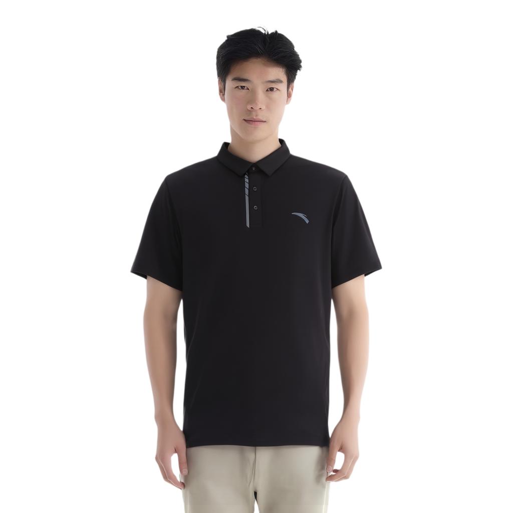 Anta Training Series Solid Color Comfortable Versatile Short Sleeve Polo Shirt Men Tops Black 152527101D-2
