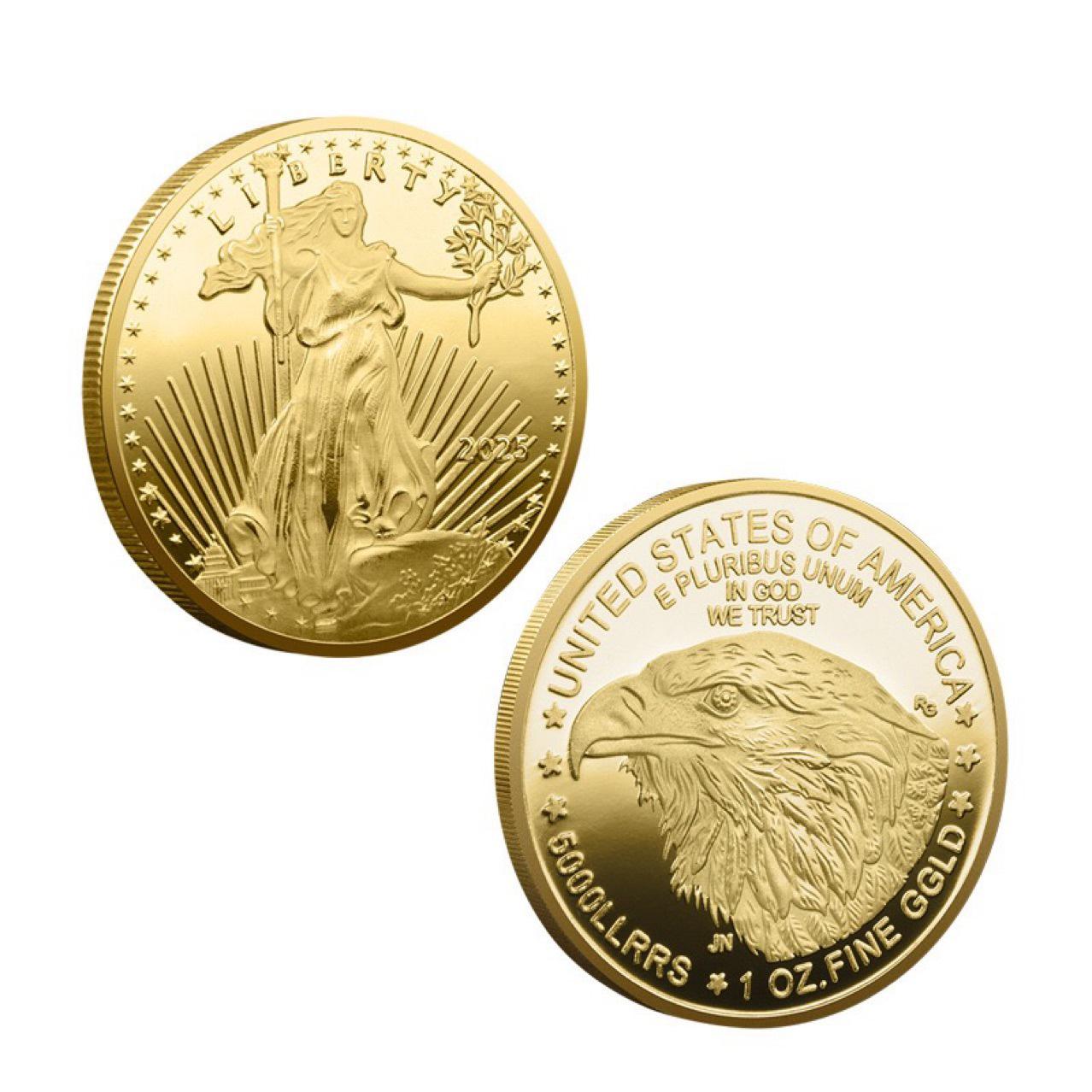 2022 Statue of Liberty Eagle Dollar Gold & Silver Commemorative Coin золотой