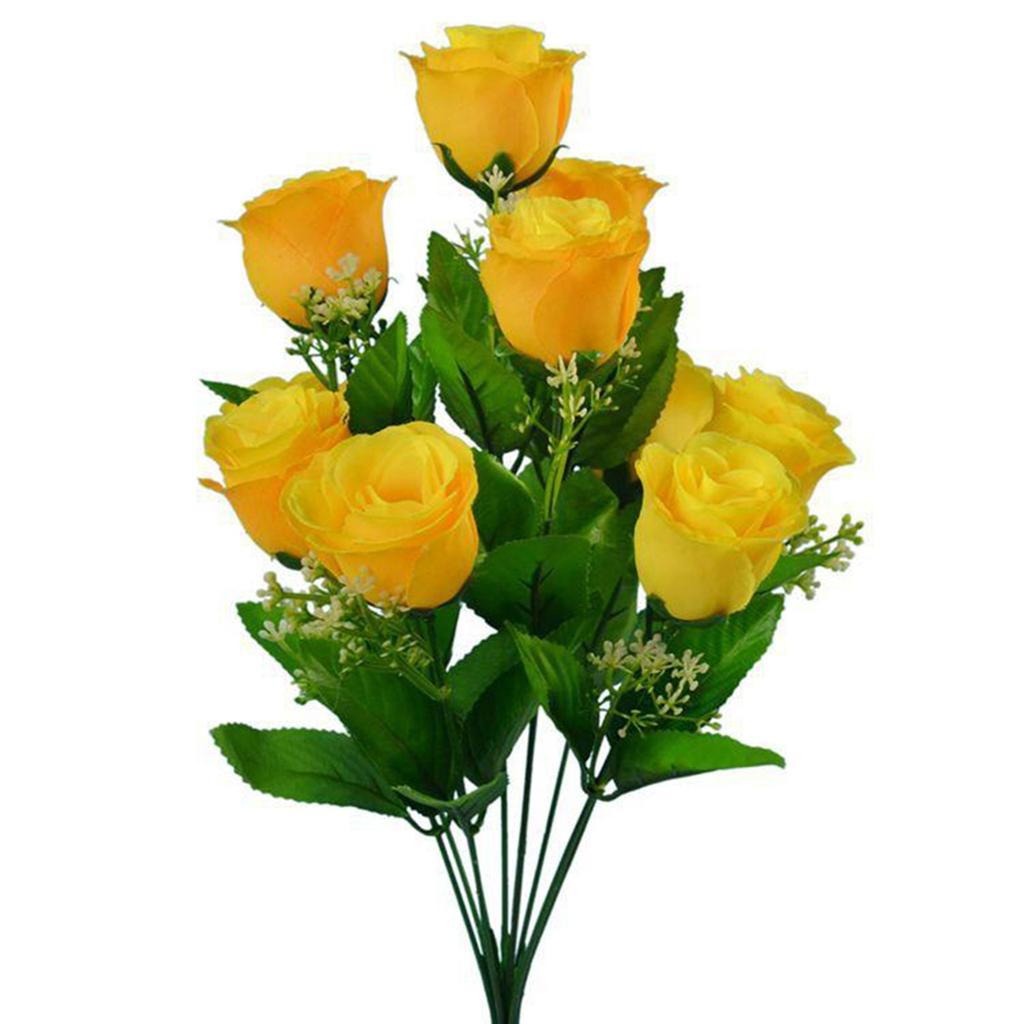 Graceful 10 Heads Fake Rose Bud Bunch for Wedding and Garden Decor