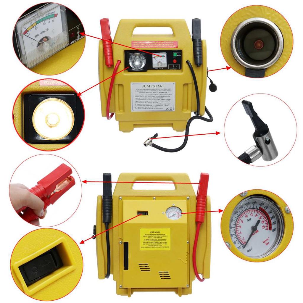 Buy Car Jump Starter Booster 12V Car Battery Charger Starting Power Bank Tool Kit Air Compressor