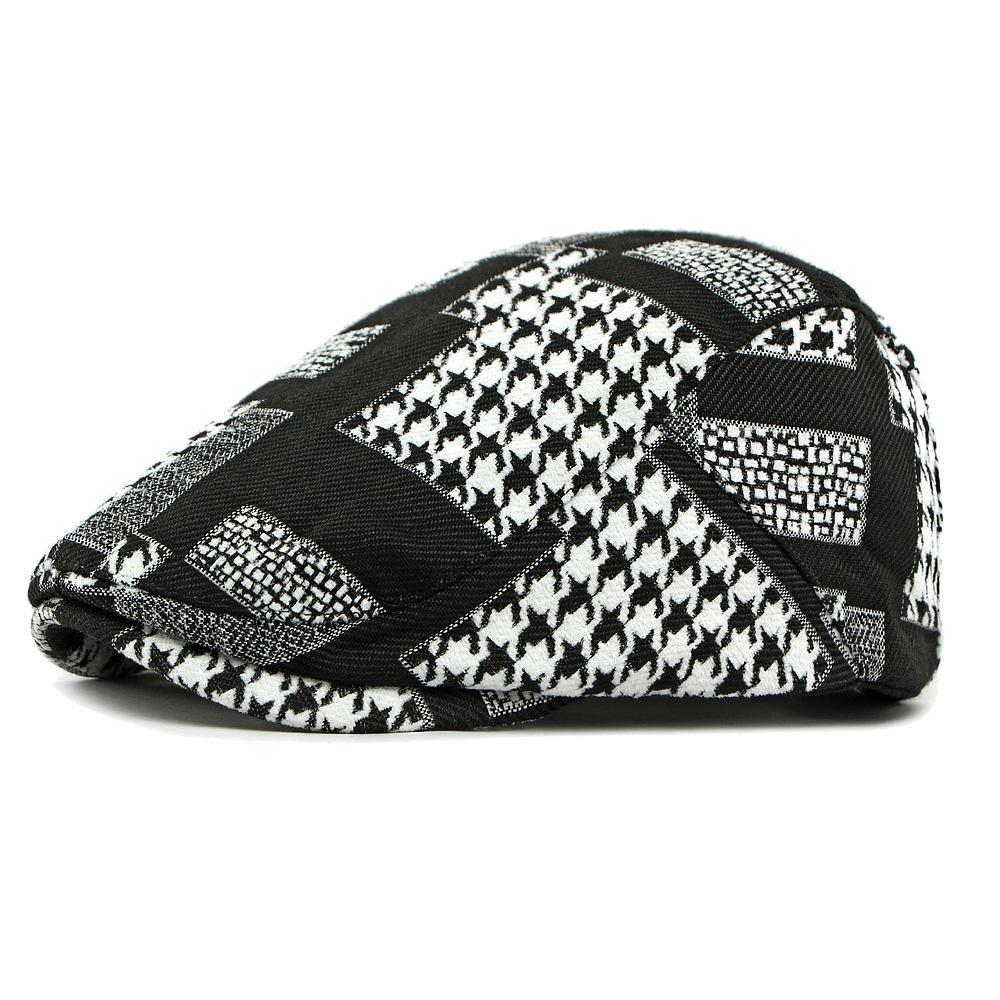 Autumn Color Block Hat Men's Beret British Peaked Cap Vintage Forward Cap