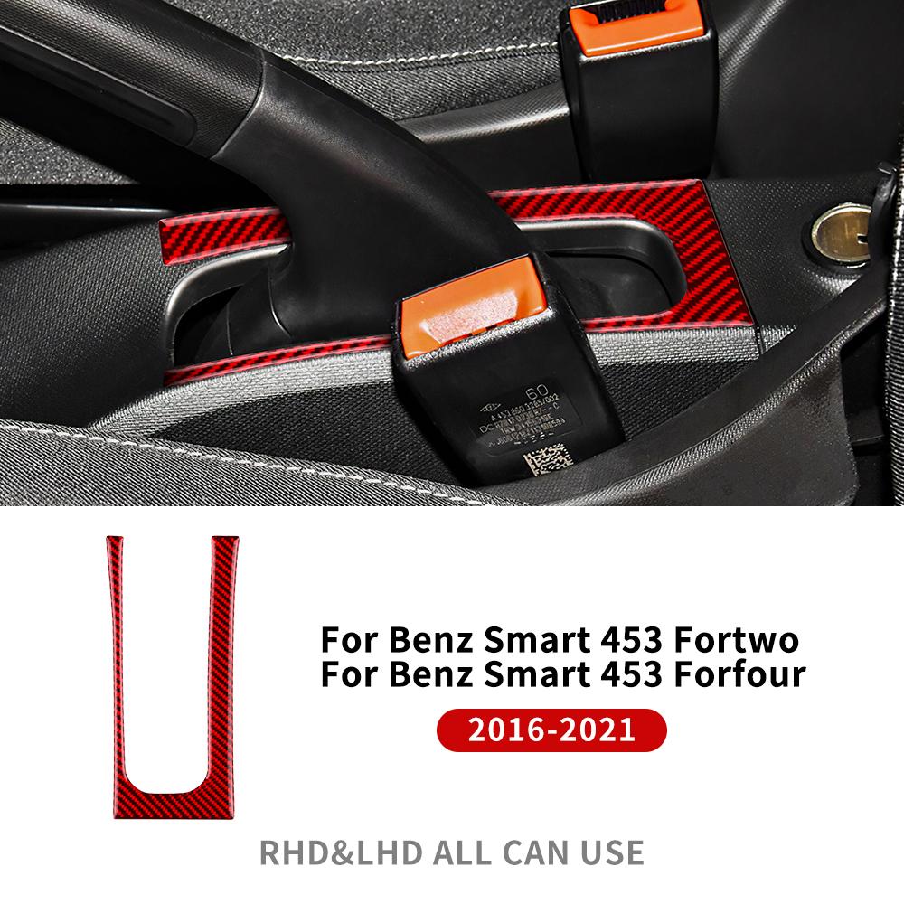 Real Soft Carbon Fiber Sticker For Mercedes Benz Smart 453 Fortwo/Forfour 2016-2025 Car Gear Handbrake Panel Trim Accessories