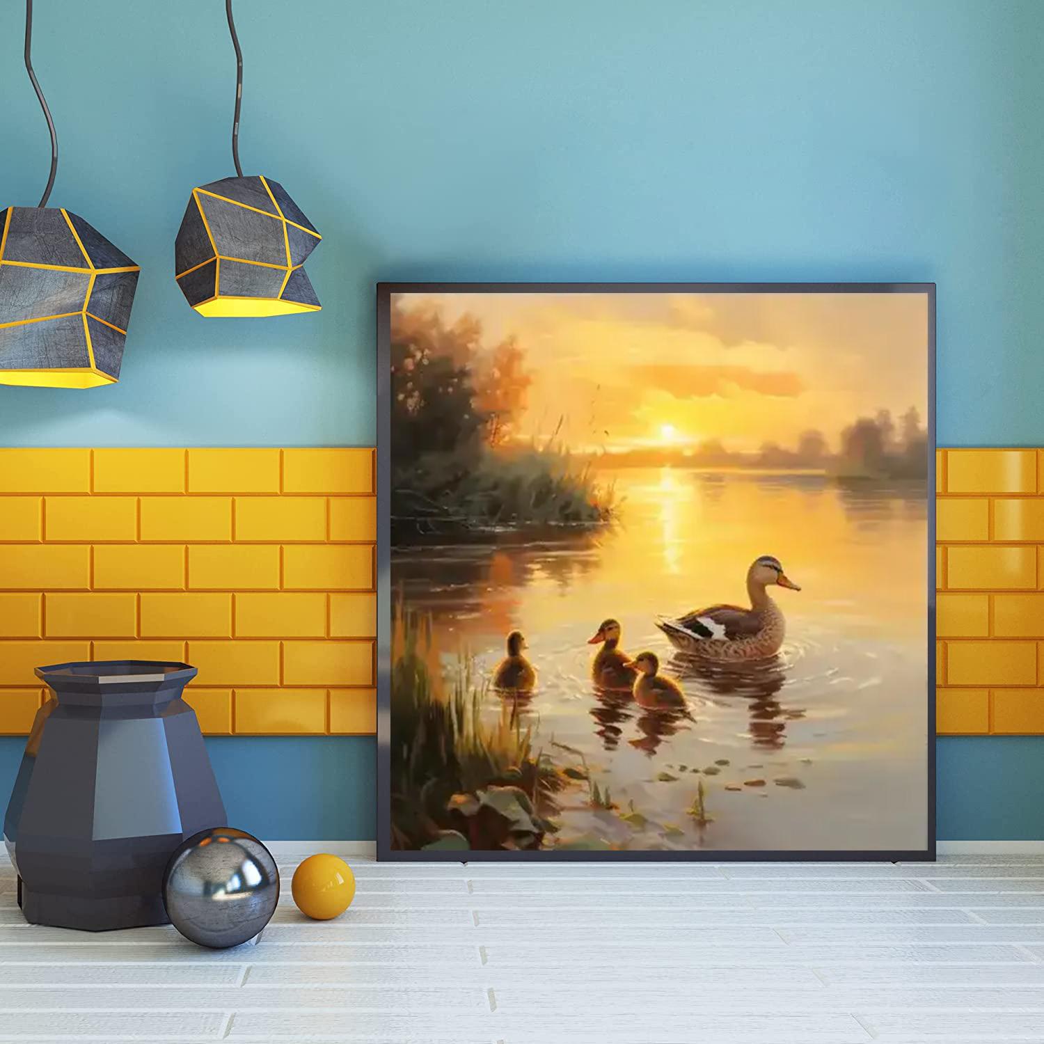 

DIY алмазная живопись детская утка и мама-утка набор для вышивки крестом мозаика искусство алмазная живопись полный круг/квадратный алмаз украшение дома Round 25x25cm