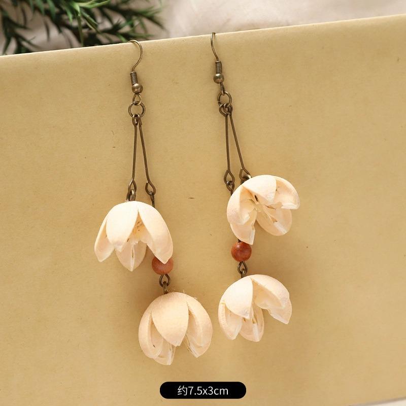 Retro Handmade Plant Fruit Earrings Pine Cone Literature and Art Chinese Medicine Dried Fruit Niche Creative Earrings Women