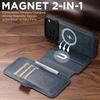 Funda abatible de cuero para iPhone 17 Pro Max con ranura para tarjeta, cierre magnético, carga inalámbrica y soporte.