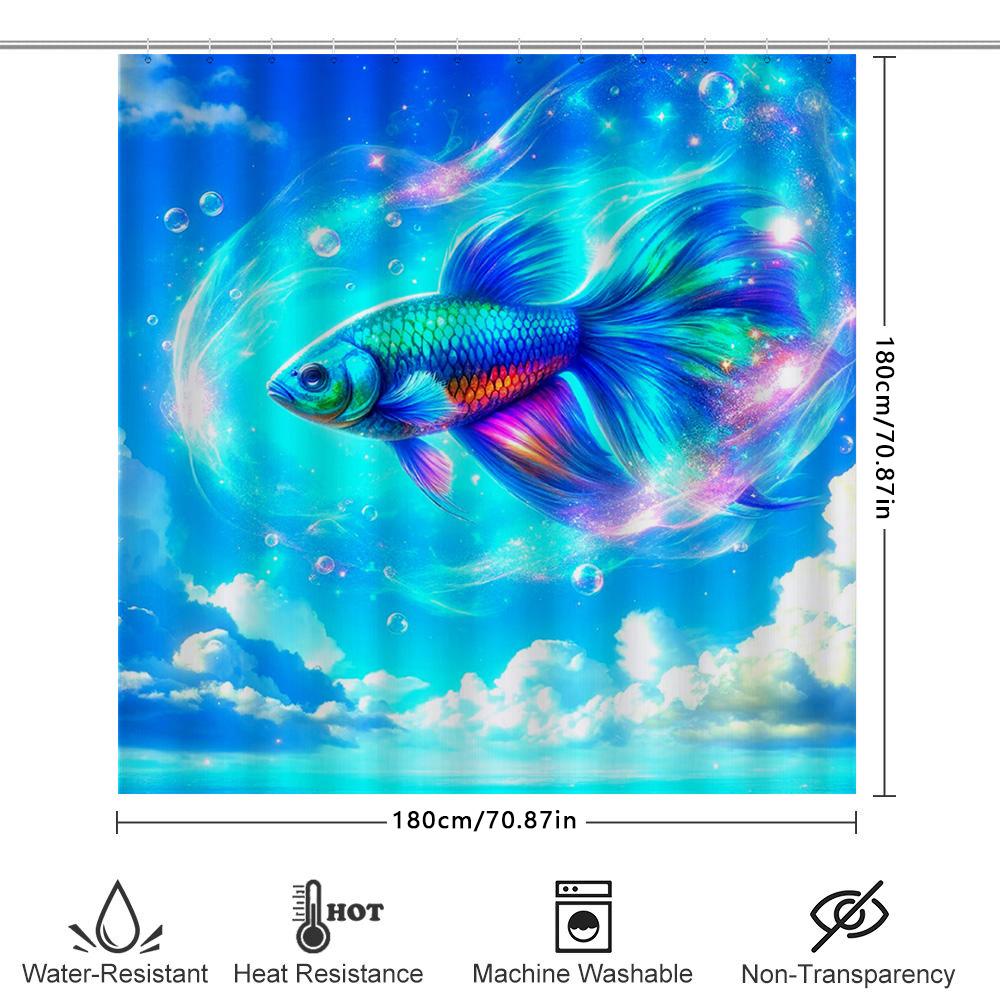 3D Printed Shower Curtain with Fish Design for Bathroom Decor Waterproof and Eco-Friendly Home Accessories Easy Installation Kit