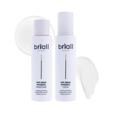 Briole Homme Anti‑Sebum Whitening 2‑Piece Set — 120 Ml (Skin/Toner) + 120 Ml (Lotion/Emulsion) — Men’s Anti‑sebum Whitening Skincare Set