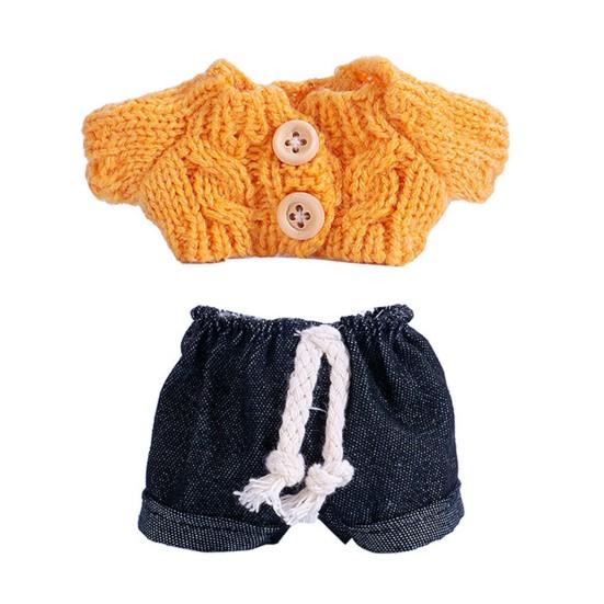 Doll Clothes Set Jeans & Knitted Sweater Baby Outfit for 15cm Dolls Trendy Doll Outfit Collection for Doll Collectors