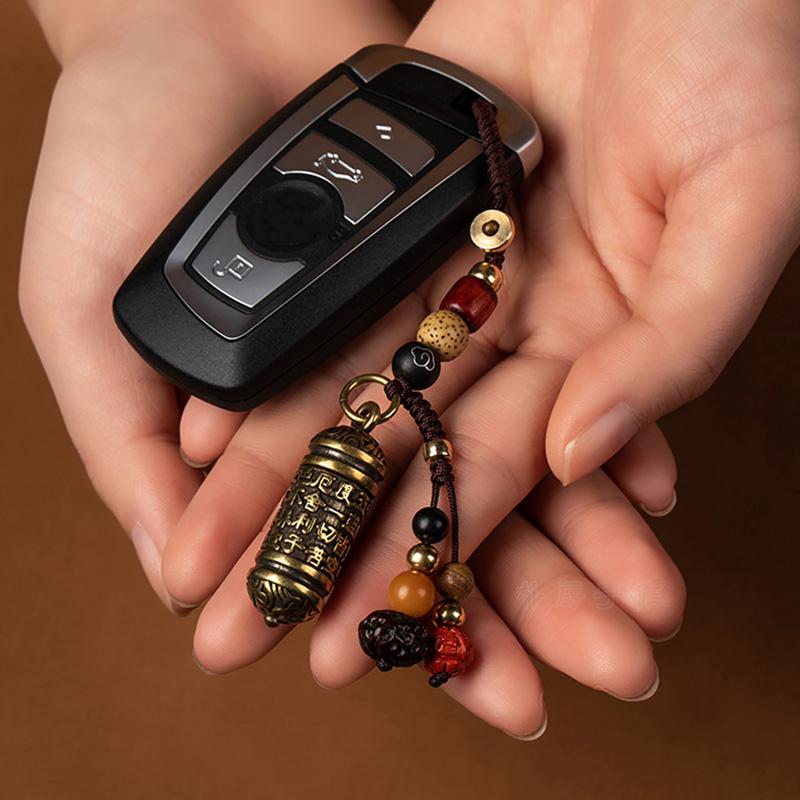 Tibetan Buddhism Chinese Sutra Bottle Car Key Chain Pendants Jewelry Lucky