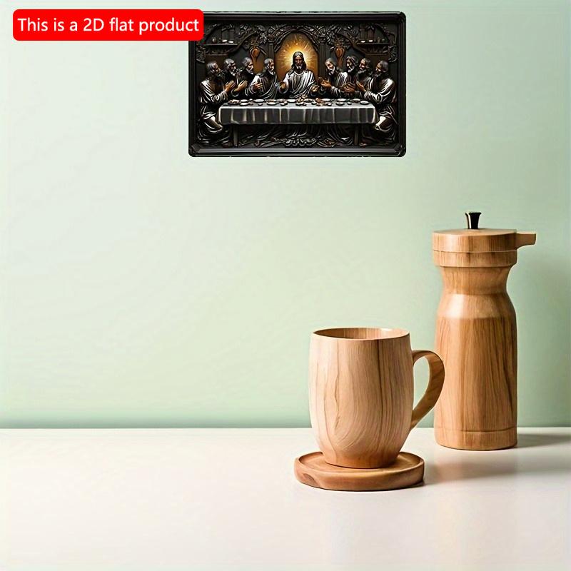 2d Flat 30*20cm, Last Supper Wooden Wall Art Sign, Elegant Black Wooden Decor with Religious Scene, Wooden Material, for Home, Kitchen, Bedroom, Bar.