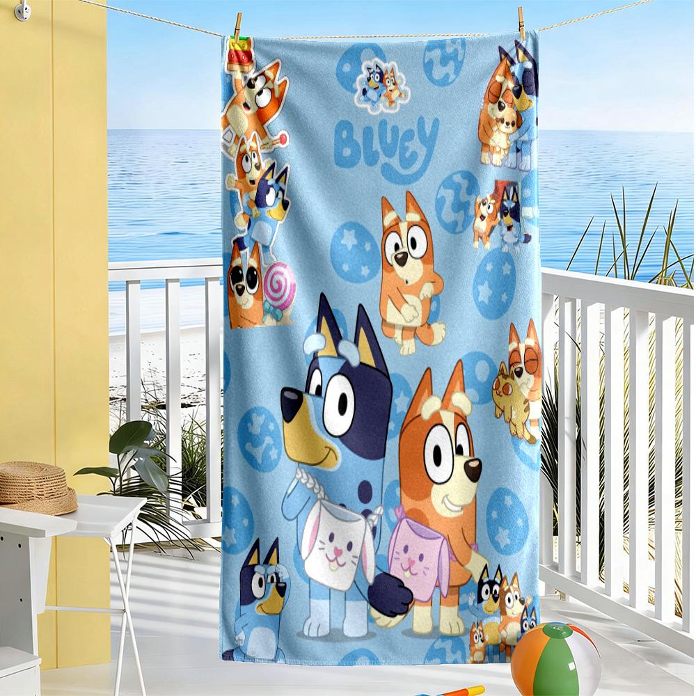 Bluey Friends Adventure Beach Towel High Absorbency & Quick-Dry Comfortable Lightweight