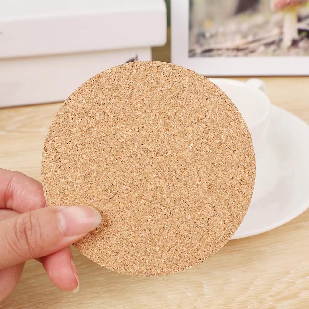 Cup Mat Natural Round Wooden Pad Durable Non-Slip Cork Coaster Tea Coffee Mug Drinks Holder for Table Decor DIY Tableware