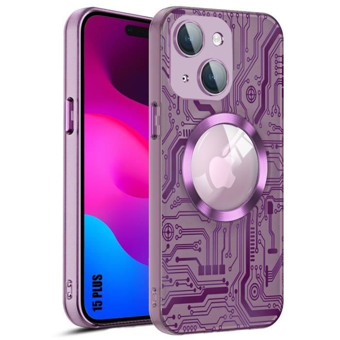 Coque pour iPhone 15 Plus - Noname - Violet - Antichoc - Protection Caméra - Cercle Magnétique