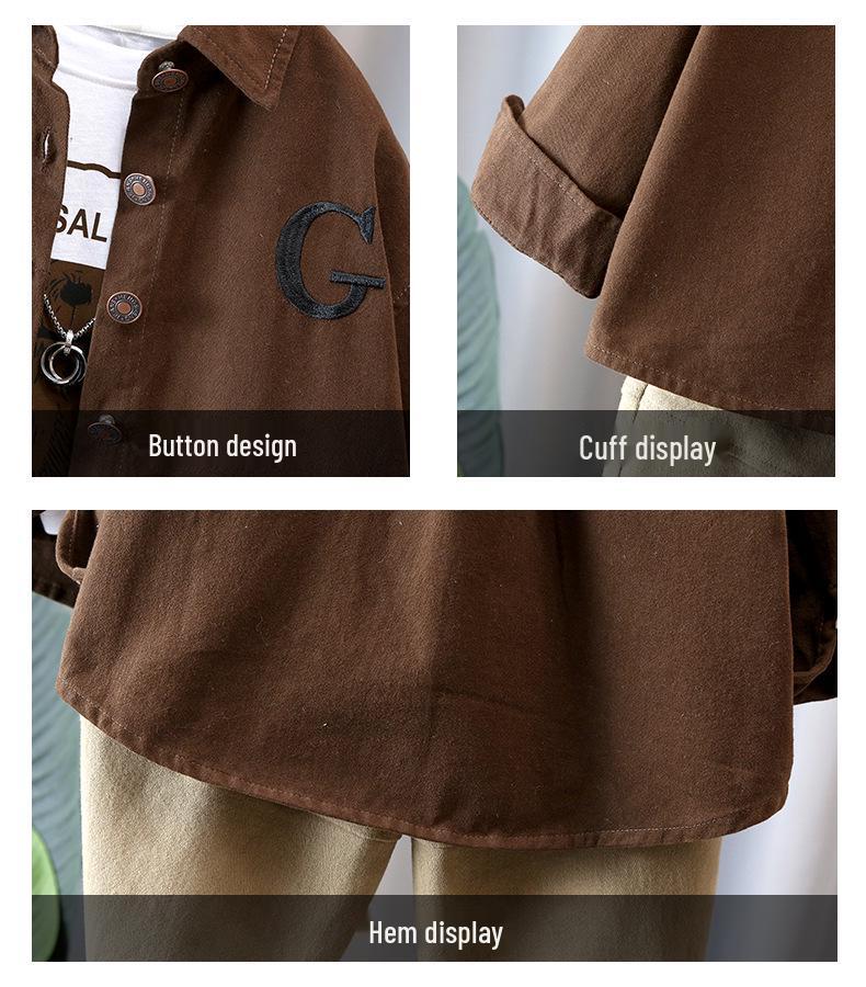 2025 Boys' Fashion Spring & Autumn Three-Piece Set: Stylish Shirt, Cool Pants, Chic Outerwear