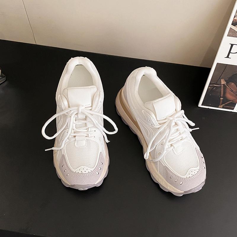 Cowhide Version of the New Platform Women's Shoes, Spring and Autumn Heightening Sports Versatile White Shoes