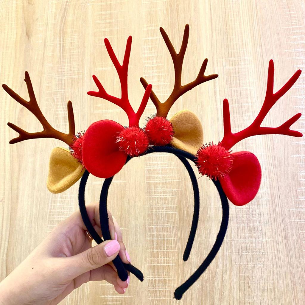 Stylish Mori Girl Antler Christmas Headband In Transparent Girly Design