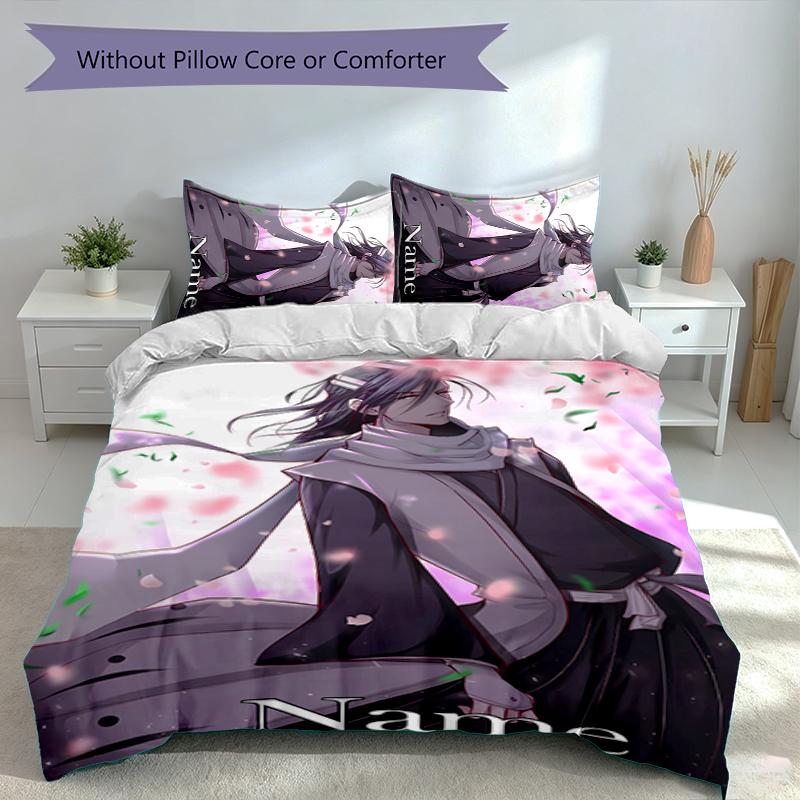 3pcs Custom Name Byakuya Kuchiki Set,Includes 1 Duvet Cover and 2 Pillowcases,All-season Bedroom Decor