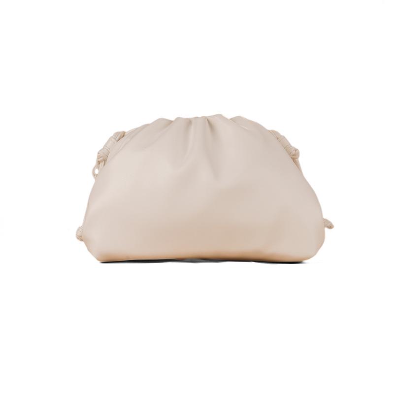 Women's 2024 Soft Leather Pleated Handbag - Evening, Shoulder, and Messenger Bag with Solid Color Texture.