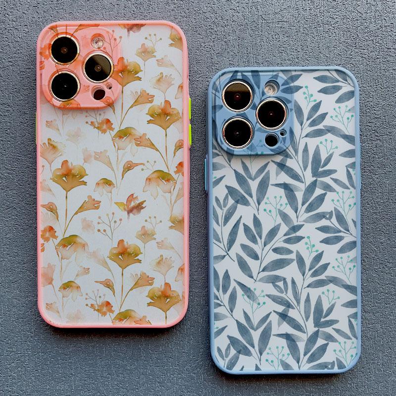 Akvarell Blomst Plante Telefondeksel For iPhone 12 13 Pro Max Mini 16 15 11 Pro Max XR XS X 14 7 8 Plus SE2 Støtsikkert Bakdeksel