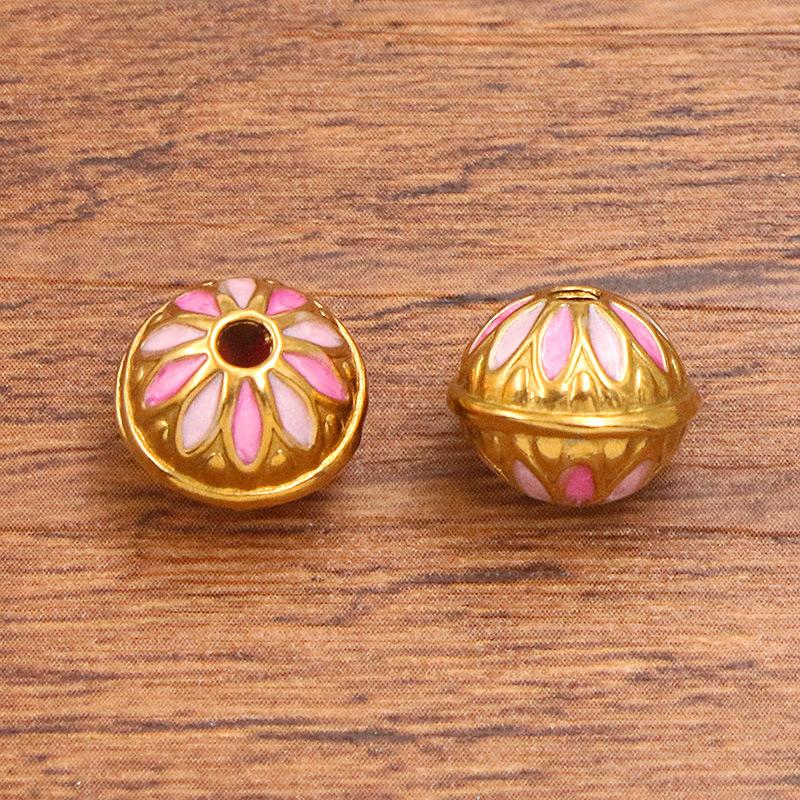 Stainless steel gold round enamel color isolation bead oil pendant