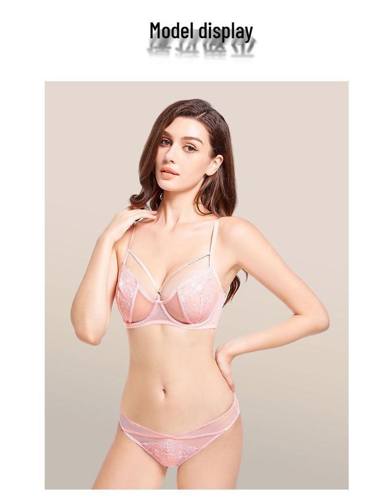 French Women's Bunny Ear Cup Lingerie Set – Anti-Sagging, Breathable Bra for a Smaller Chest Appearance