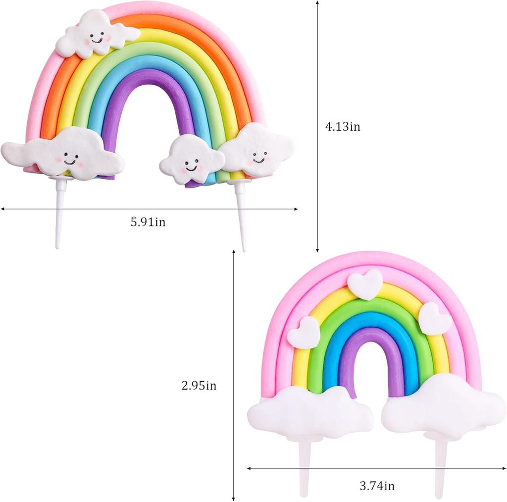 38pcs Rainbow Cake Topper Rainbow Theme Party Supplies Pastel Balls Cake Topper Boho Cake Toppers