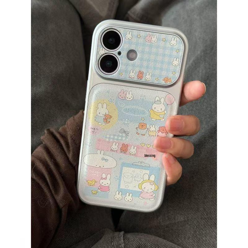 

Electroplated Leather Miffy Case for iPhone 16 Pro Max with Screen Protector iPhone 17 Pro