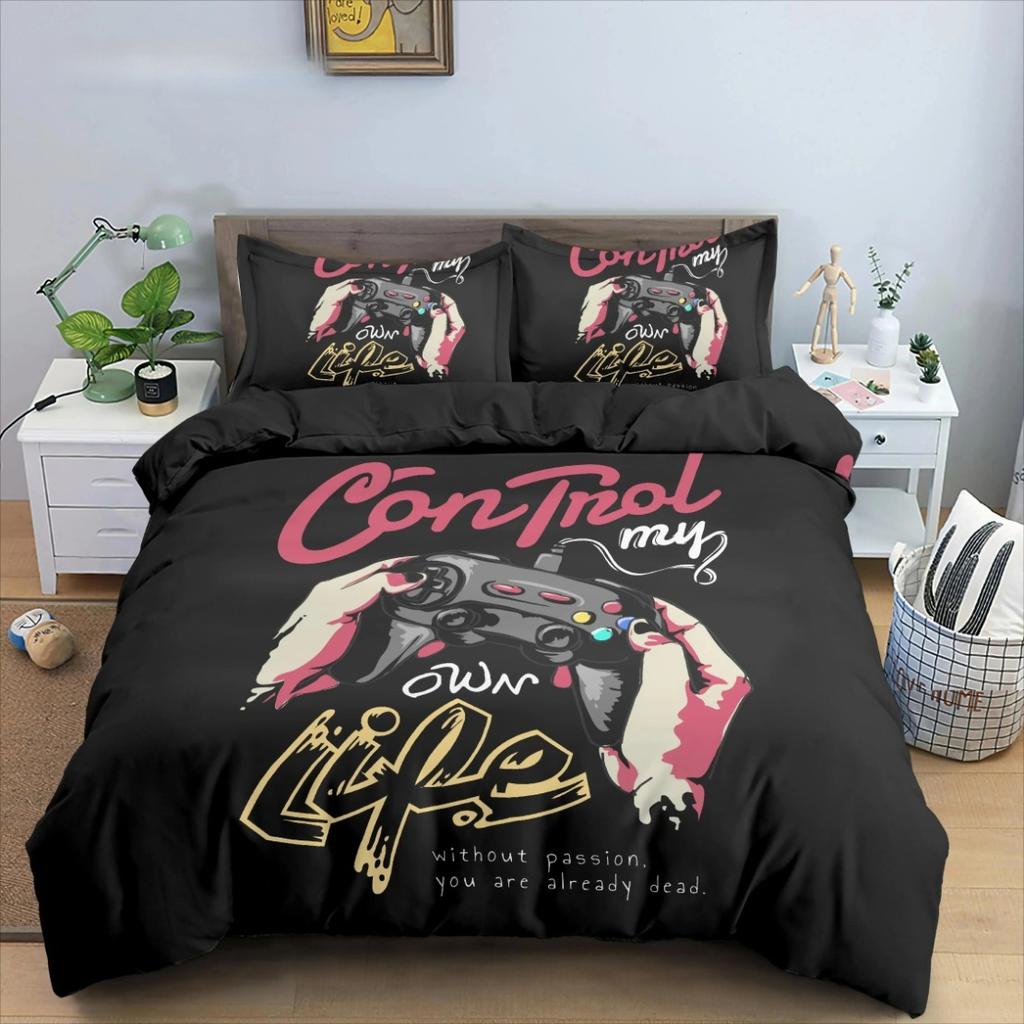 2/3Pcs Game Bedding Set Gamepad Duvet Cover Teens Video Game Quilt Cover Set ,King, Double Bed, For Bedroom
