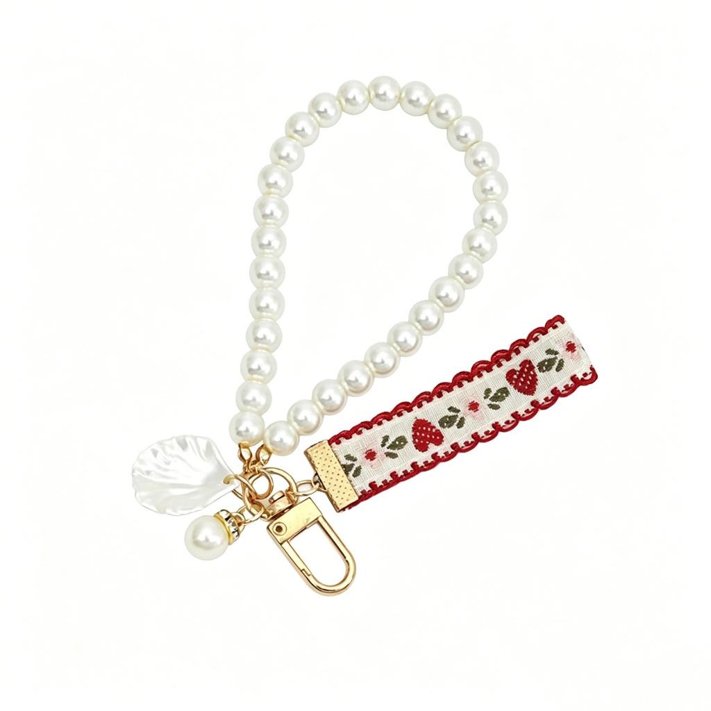 Trending 2025 Keychain Set Fashion Minimalist Pearl Car Keychain Woven Stripe Bag Charm Elegant Women Keychain Organizer Gift
