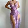 European and American large-size erotic underwear sexy slit dress thong two-piece uniform temptation